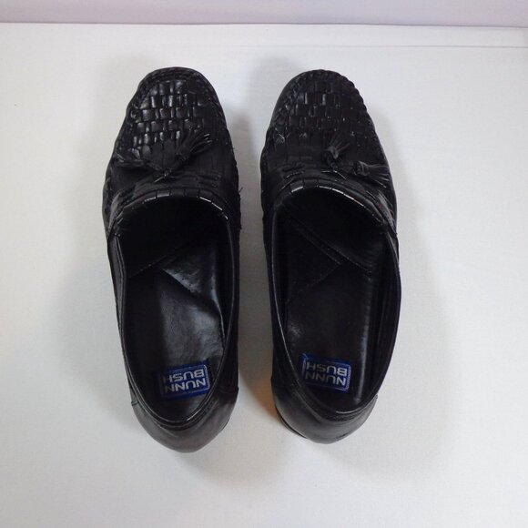 Nunn Bush Mens‎ Black Woven Leather Penney Loafers Tassels Style 84111 Size 10M - Picture 2 of 8